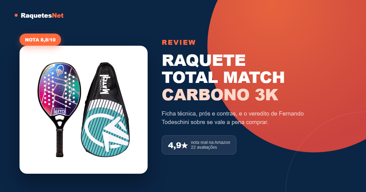 Raquete Beach Tennis Total Match Carbono 3K
